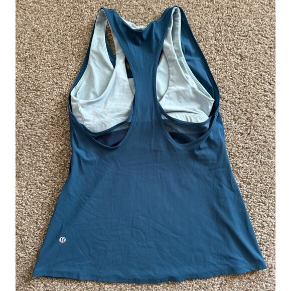 Lululemon‎ Cross Conditioning 2-In-1 Tank *Medium Support Carbon Blue Haze Sz 4 - Picture 3 of 7